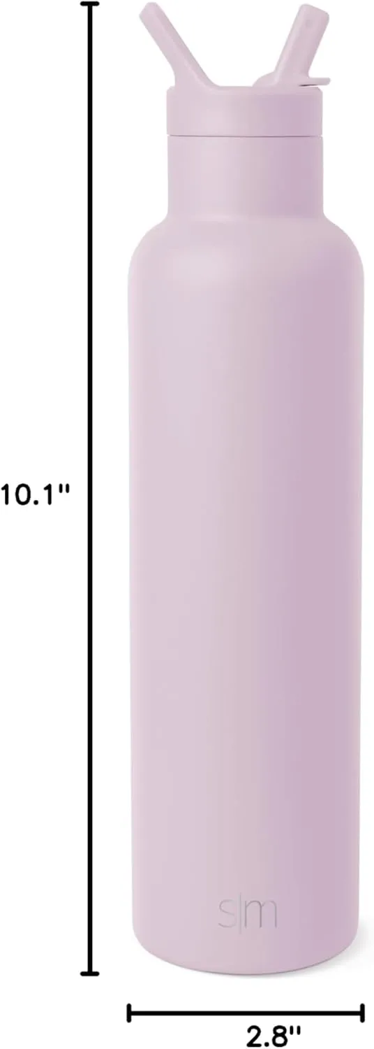 Simple Modern Water Bottle with Narrow Mouth Straw Lid Metal Thermos Vacuum Insulated Stainless Steel l Reusable Leak Proof BPA-Free Flask | Ascent Collection | 24oz, Lavender Mist