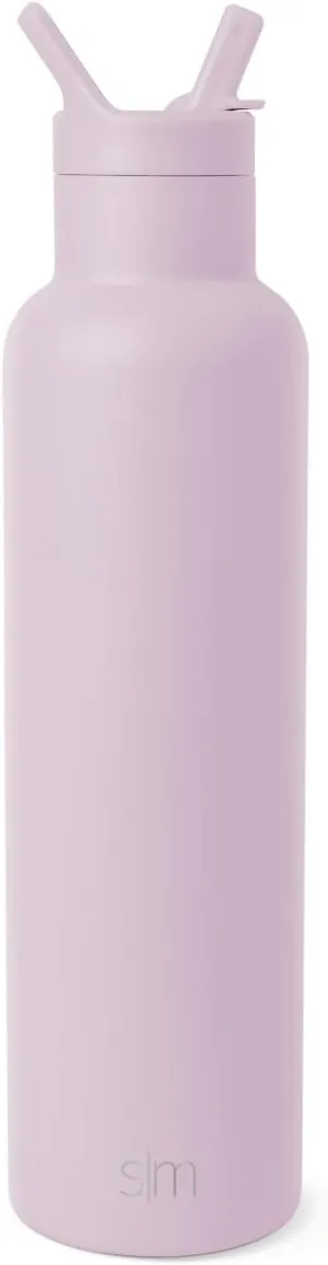 Simple Modern Water Bottle with Narrow Mouth Straw Lid Metal Thermos Vacuum Insulated Stainless Steel l Reusable Leak Proof BPA-Free Flask | Ascent Collection | 24oz, Lavender Mist