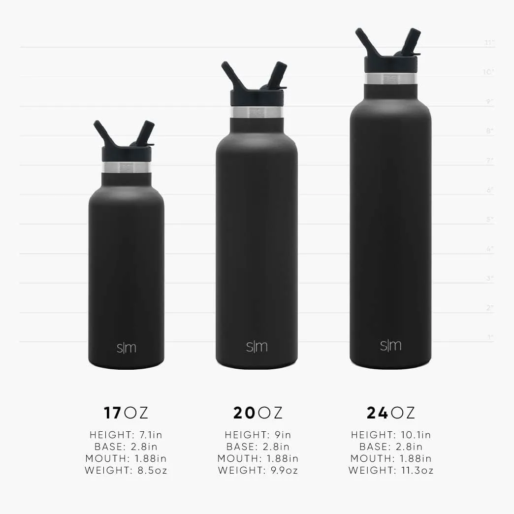 Simple Modern Water Bottle with Narrow Mouth Straw Lid Metal Thermos Vacuum Insulated Stainless Steel l Reusable Leak Proof BPA-Free Flask | Ascent Collection | 24oz, Lavender Mist