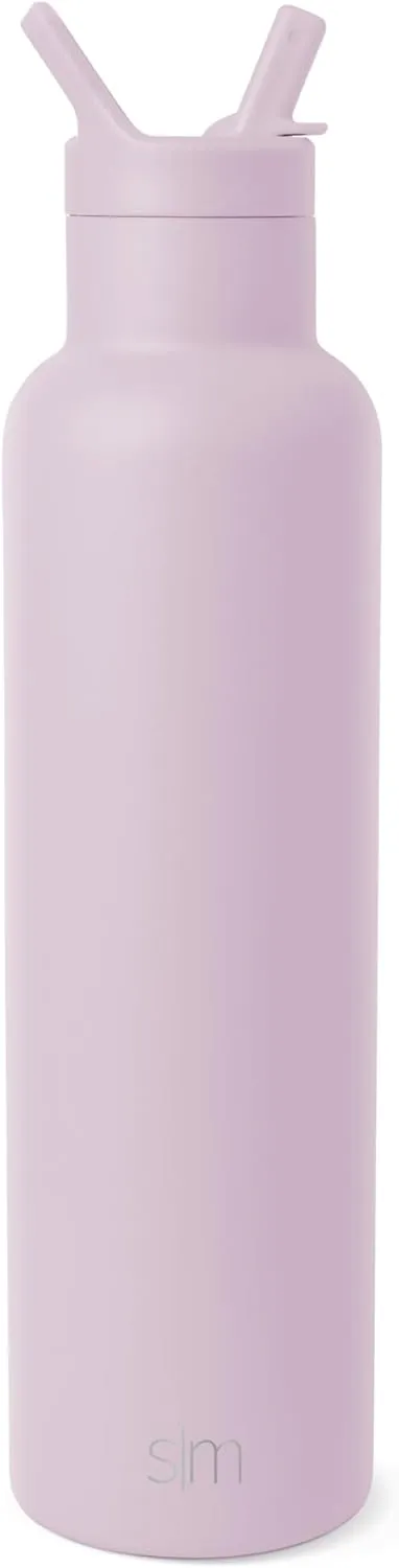 Simple Modern Water Bottle with Narrow Mouth Straw Lid Metal Thermos Vacuum Insulated Stainless Steel l Reusable Leak Proof BPA-Free Flask | Ascent Collection | 24oz, Lavender Mist