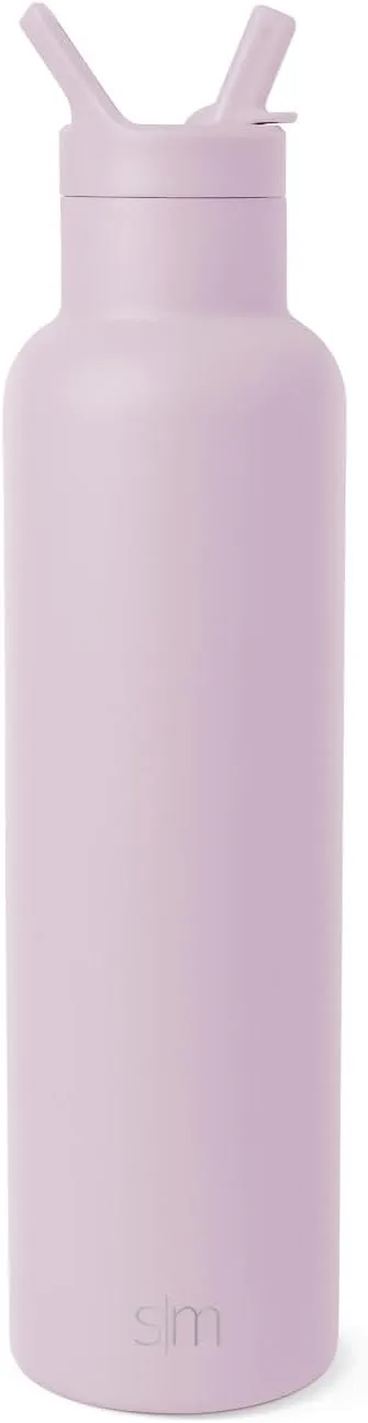 Simple Modern Water Bottle with Narrow Mouth Straw Lid Metal Thermos Vacuum Insulated Stainless Steel l Reusable Leak Proof BPA-Free Flask | Ascent Collection | 24oz, Lavender Mist