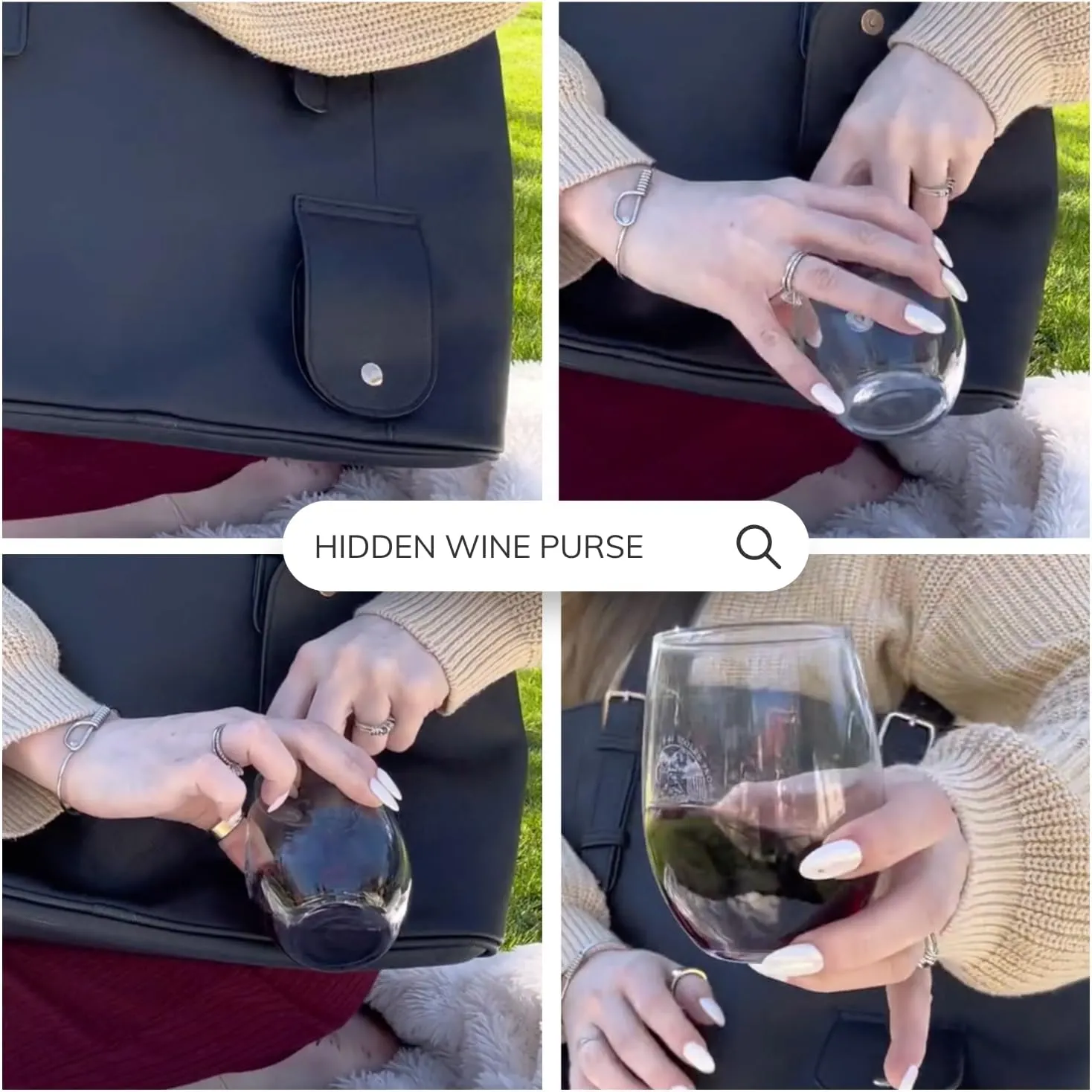 Sip and Shimmer Women's Tote Bag with Wine Dispenser - Insulated 1.5L Bag & Refill Bags