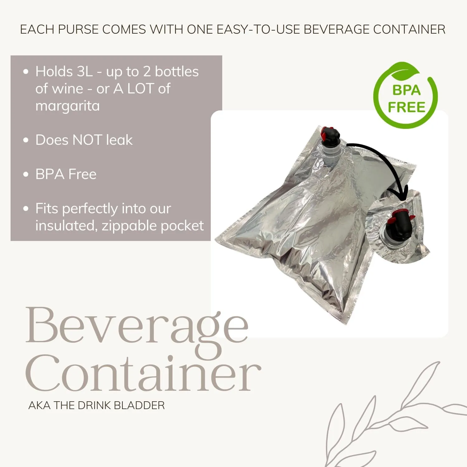 Sip and Shimmer Women's Tote Bag with Wine Dispenser - Insulated 1.5L Bag & Refill Bags