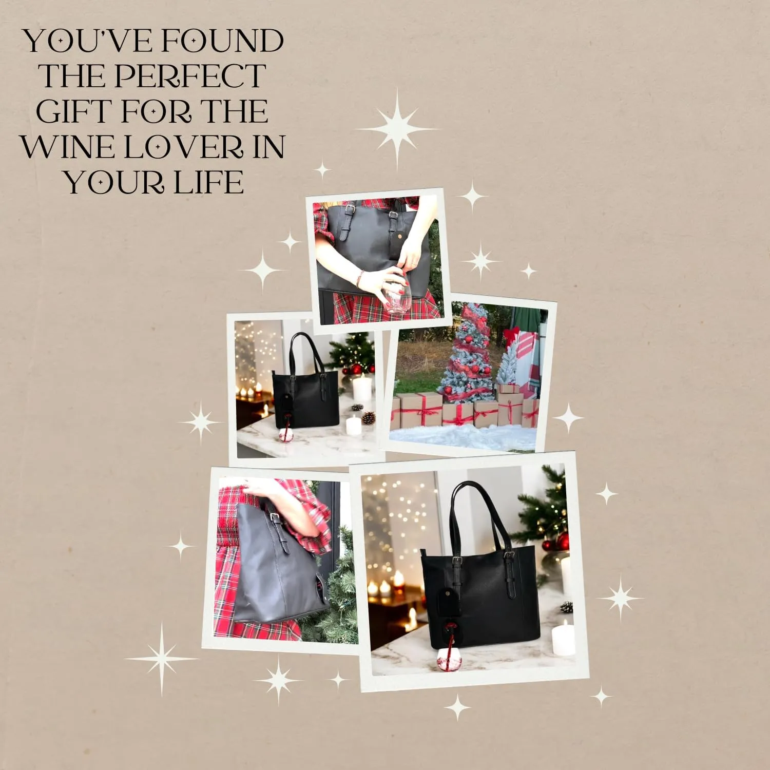 Sip and Shimmer Women's Tote Bag with Wine Dispenser - Insulated 1.5L Bag & Refill Bags