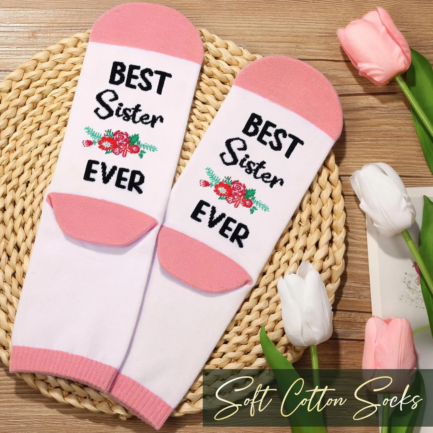 Sisters Gifts from Sister Mothers Day Gifts for Sister from Brother, Best Sisters Birthday Gift Ideas for Bestie Bff, Funny Friendship Gift for Women Sis Unique Retro Basket w/Canvas Tote Bag