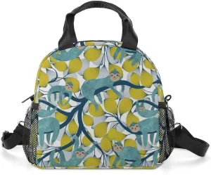 Sloths in Action Portable Lunch Box Crossbody Bag Tote Insulated with Adjustable Strap Work Beach Picnic