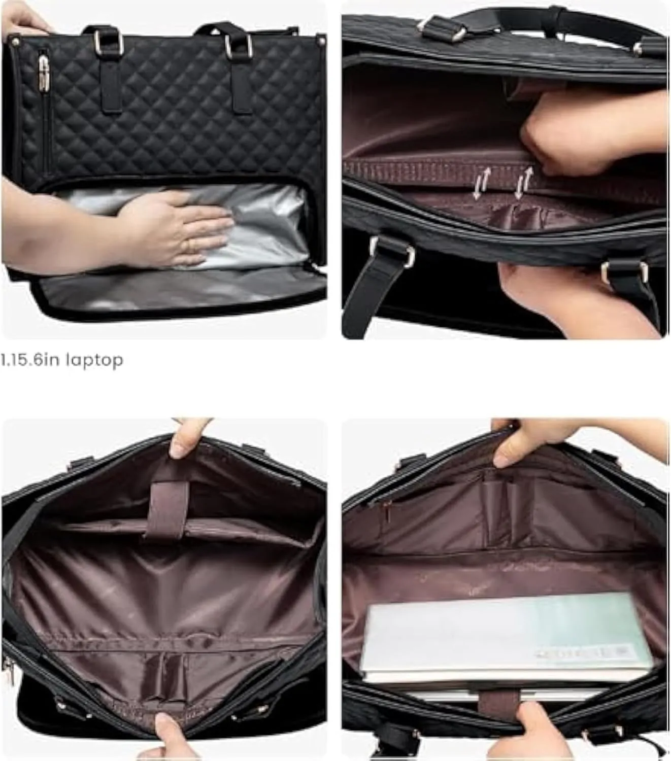 Slynq Lunch Tote, 2 in 1 Tote Bag Lunch Bag Combo, Laptop Bags with Insulated Lunch Compartment for Women, Laptop Tote Bag with Insulated Compartment, 15.6 Inch (Khaki)