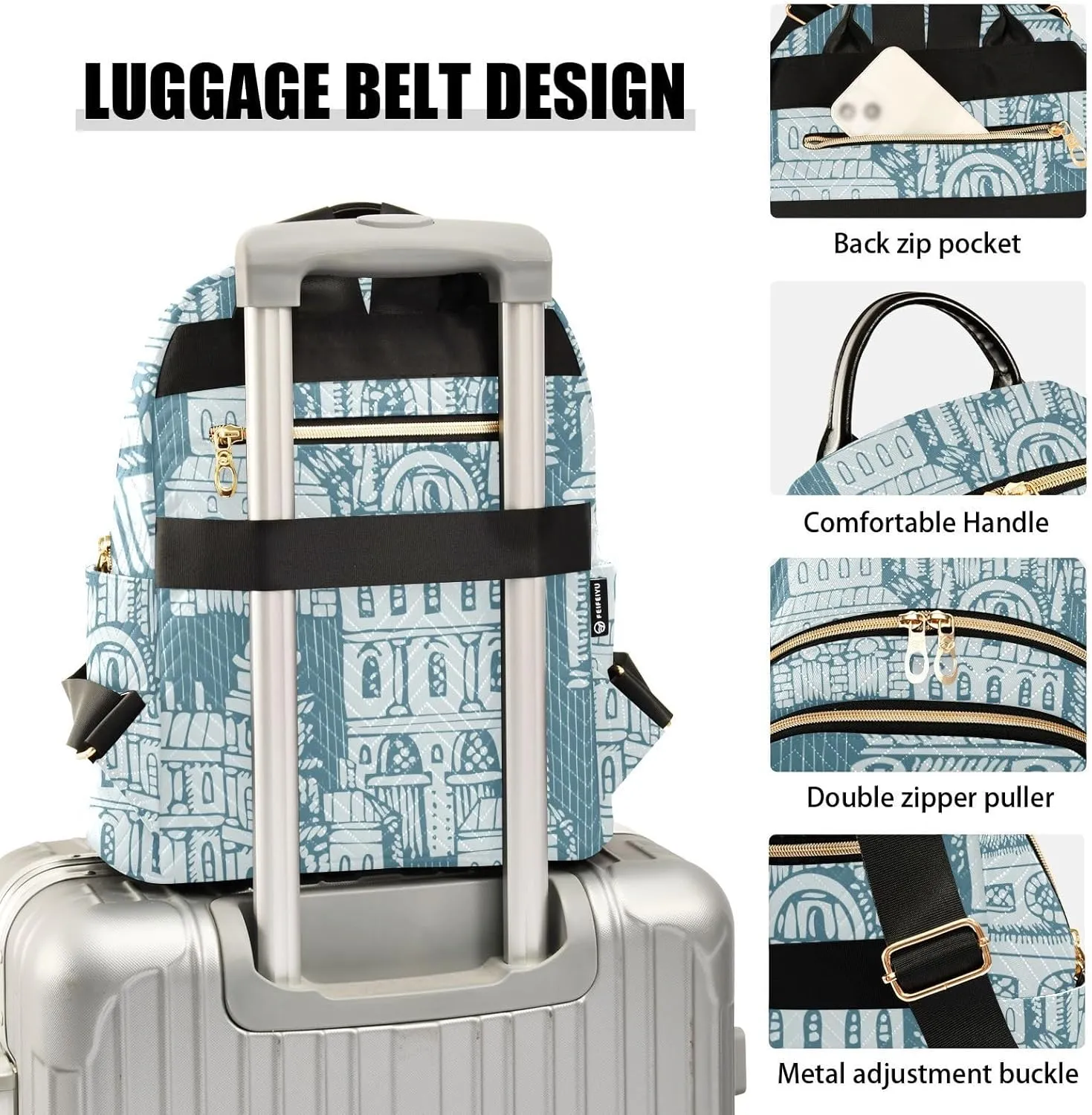 Small Backpack for Women Quilted Backpack Fashion Shoulder Bag Casual Daypack(Pattren 3)
