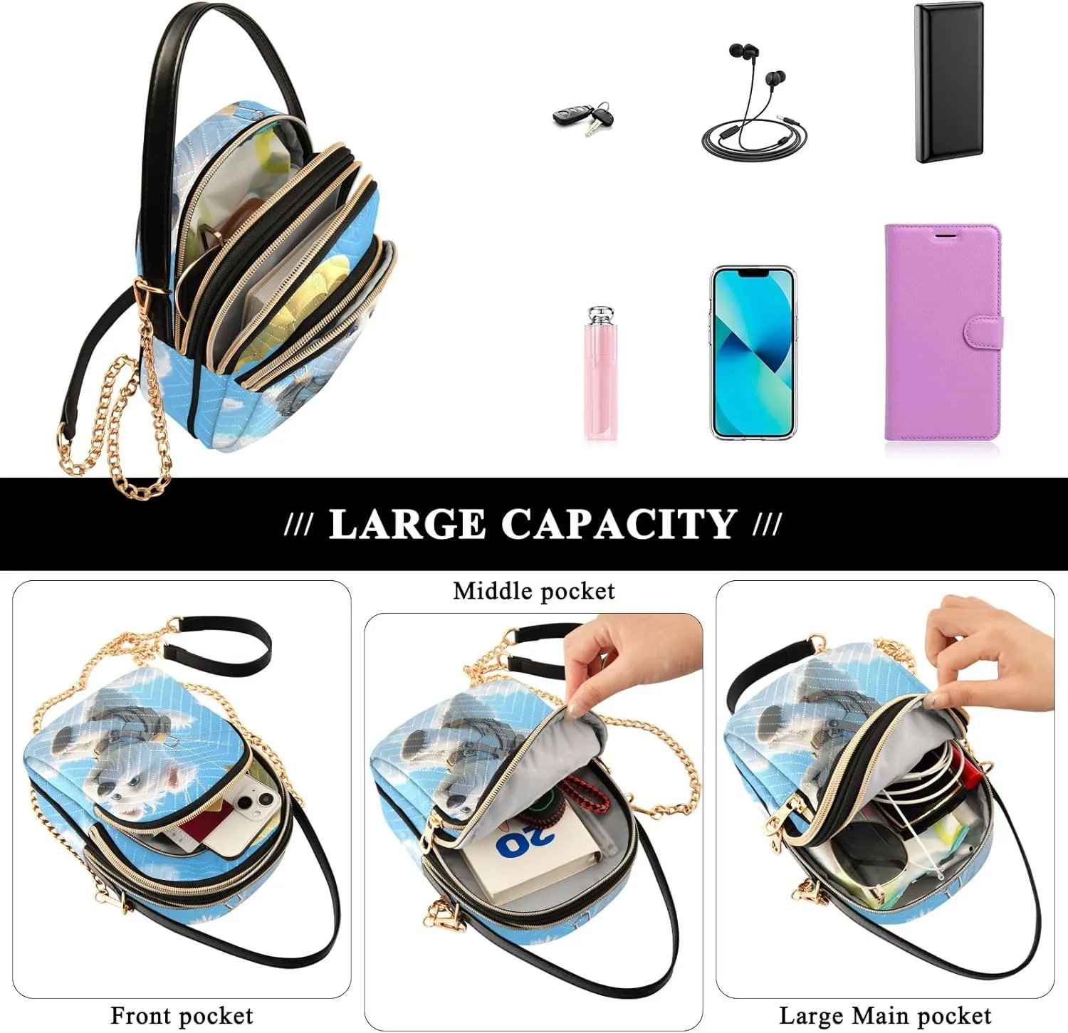Small Handbag Crossbody Bag for Women Quilted Bags Shoulder Purse Phone Wallet Chain Bag