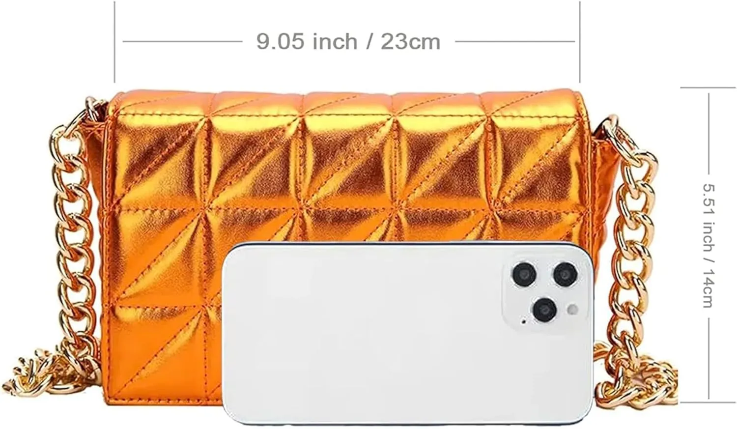 Small Metallic Glossy PU Leather Shoulder Bag Clutch Handbags for Women Fashion Chain Ladies Purse