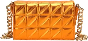 Small Metallic Glossy PU Leather Shoulder Bag Clutch Handbags for Women Fashion Chain Ladies Purse