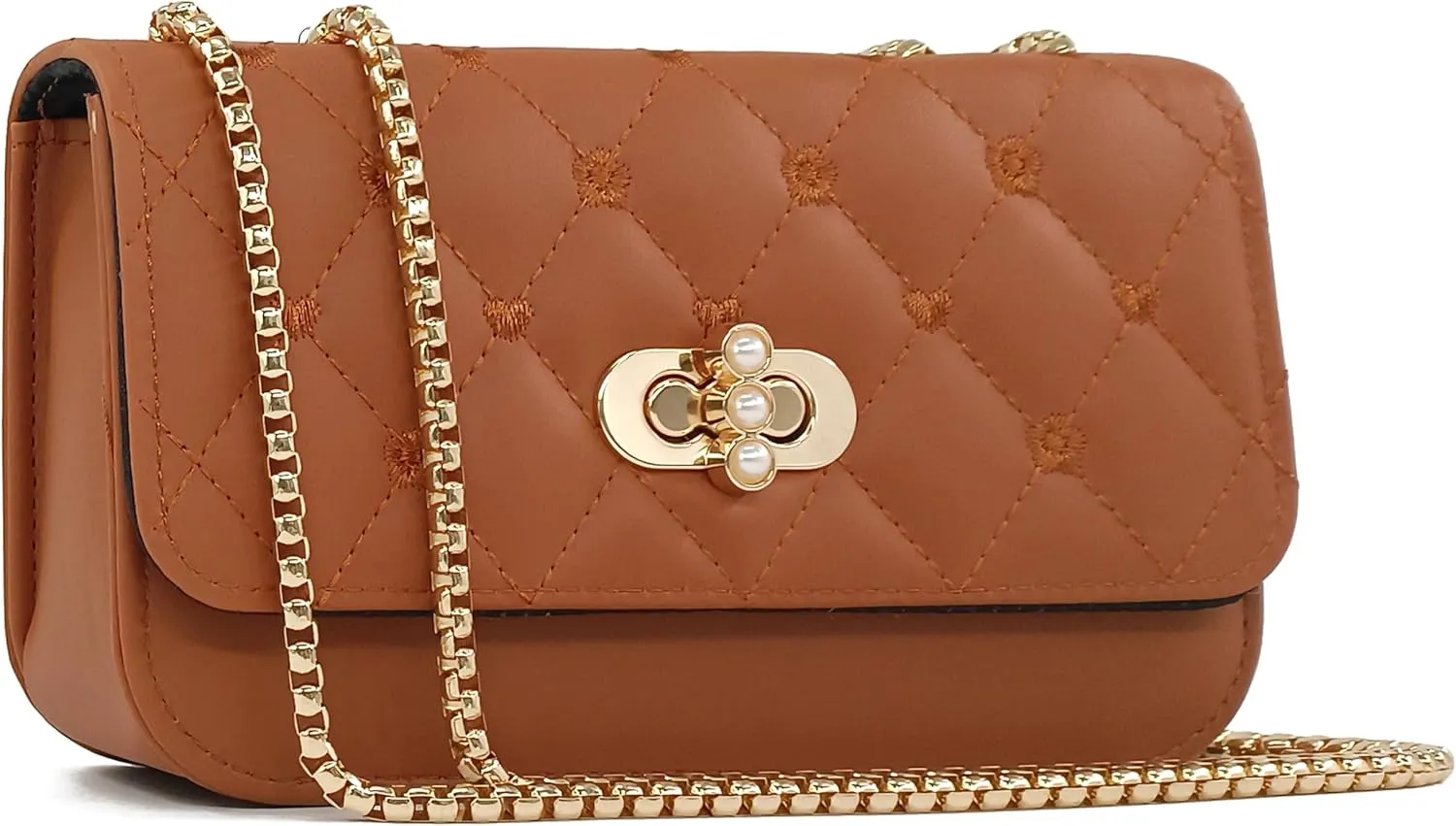 Small Shoulder Bags for Women with Chain Strap,Mini Quilted Embroidery Purses for Women