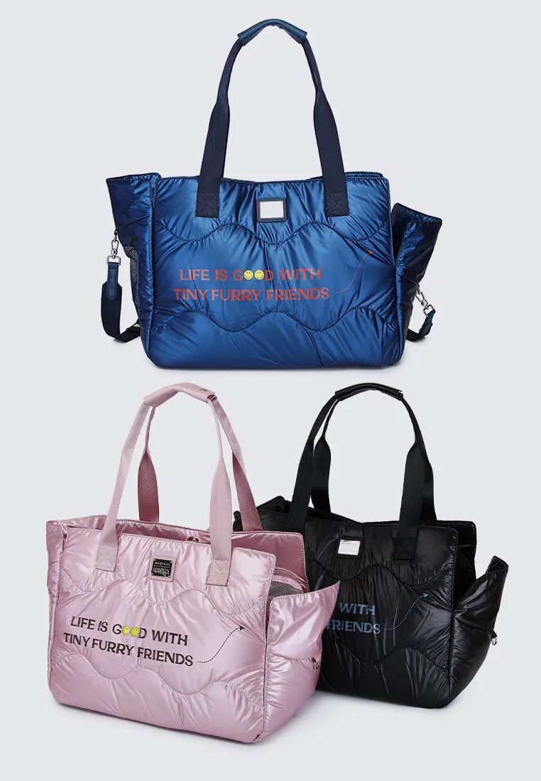Smiley Weekend Tiny Furry Friends Pet Carrier Totebag (Navy)