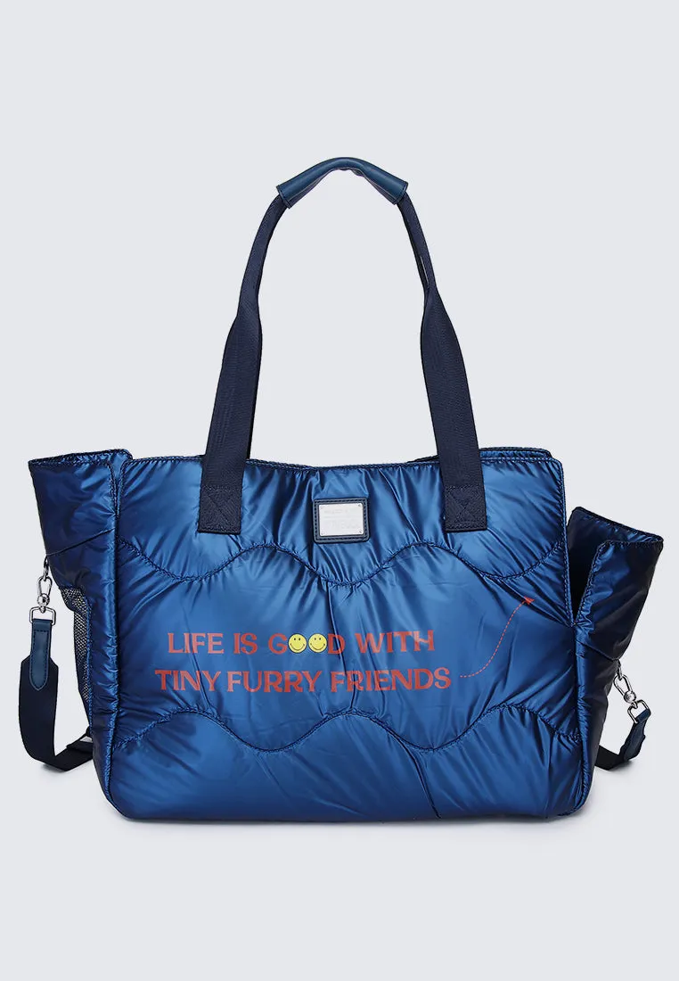 Smiley Weekend Tiny Furry Friends Pet Carrier Totebag (Navy)