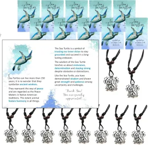Smiling Wisdom - 10 Bulk Gifts - Employee Staff Appreciation Greeting Cards and Yak Bone Turtle Gift Sets - Women Men - 30pcs - Sea Turtle White and Black