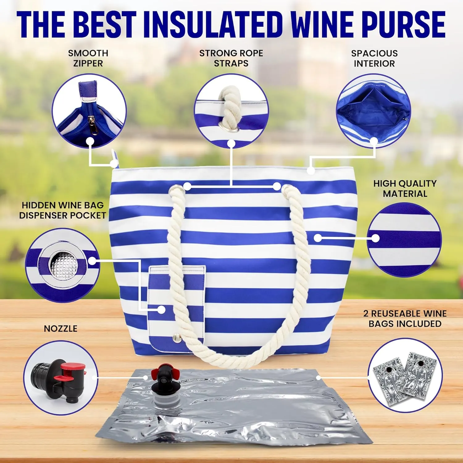 Sneaky Booze Wine Purse Tote Bag Cooler With Hidden Spout Alcohol Dispenser Insulated Flask Holds 2 Bottles Easy Pouring Durable Stylish Portable Carrier Design For Traveling Picnics Parties Beach