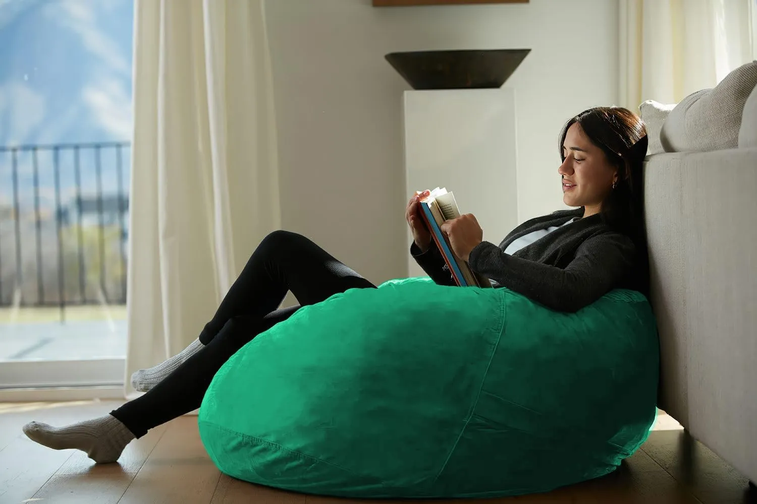 Sofa Sack Bean Bag Chair - Plush, Ultra Soft - Memory Foam Bean Bag Chair with Microsuede Cover - Stuffed Foam Filled Furniture and Accessories for Dorm Room 3 Feet - Aqua Marine