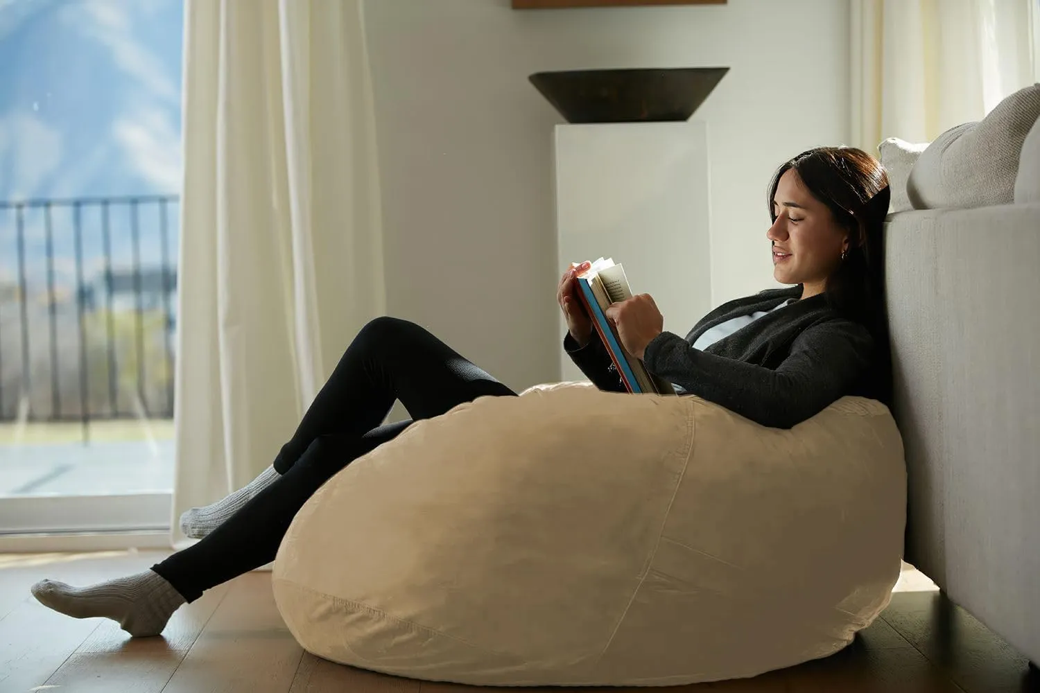 Sofa Sack Bean Bag Chair - Plush, Ultra Soft - Memory Foam Bean Bag Chair with Microsuede Cover - Stuffed Foam Filled Furniture and Accessories for Dorm Room 3 Feet - Camel