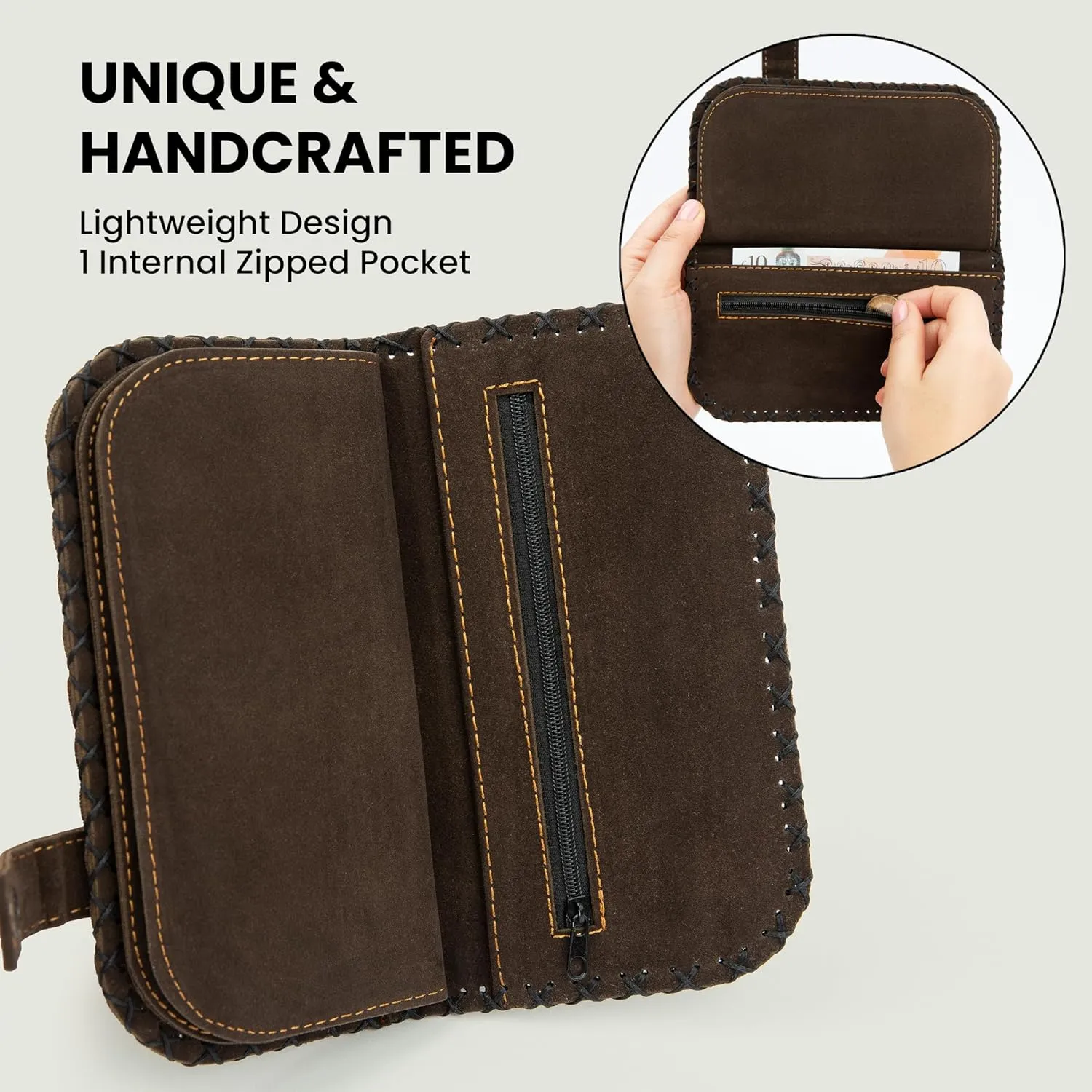 Soft Leather Purse for Women, Trifold Design, 12 Credit Card Holder, Coin Zipper Pocket, 2 ID Windows, Slim Travel Wallet – A Thoughtful Gift for Her., Burgundy | Flying Witch, L, Casual,