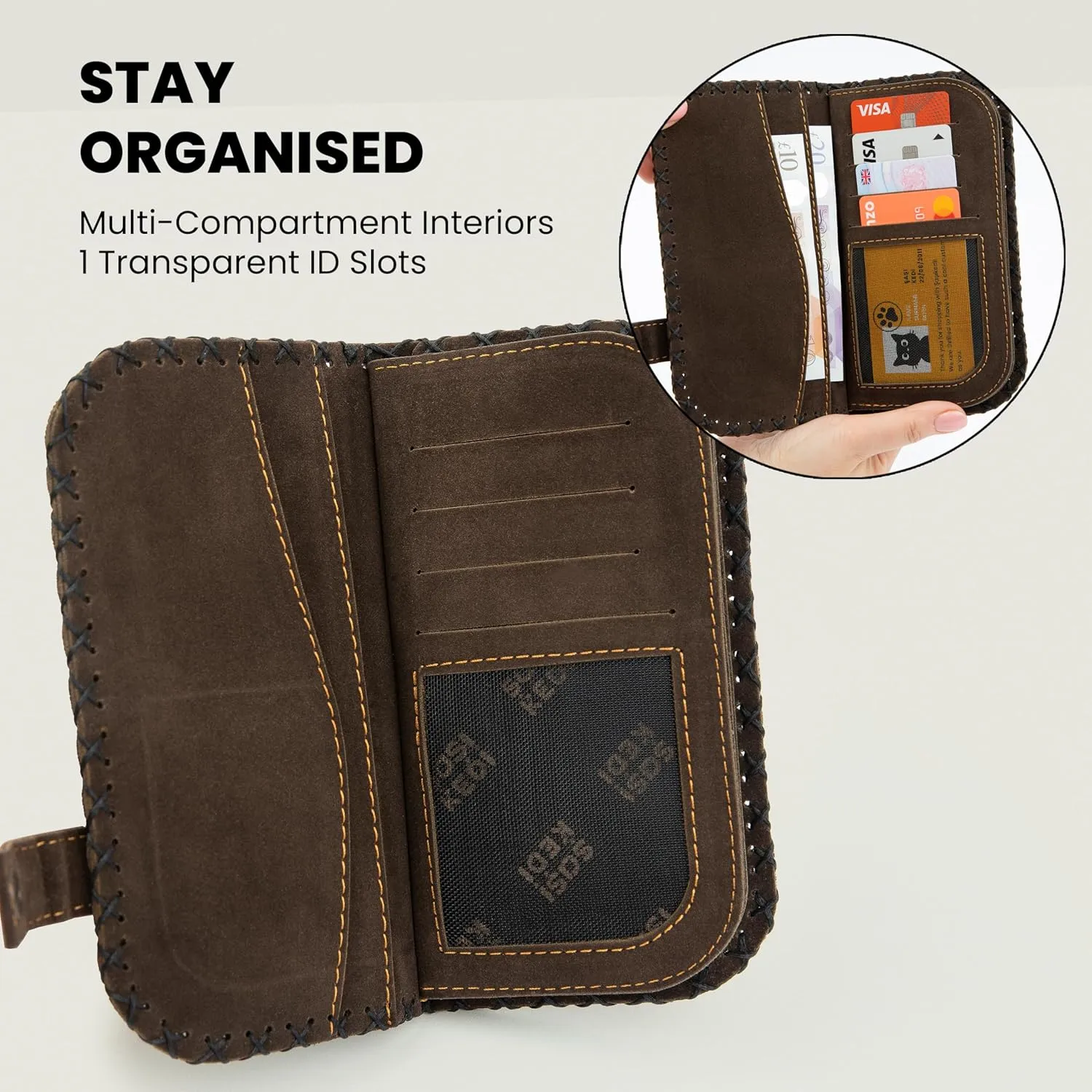Soft Leather Purse for Women, Trifold Design, 12 Credit Card Holder, Coin Zipper Pocket, 2 ID Windows, Slim Travel Wallet – A Thoughtful Gift for Her., Burgundy | Flying Witch, L, Casual,