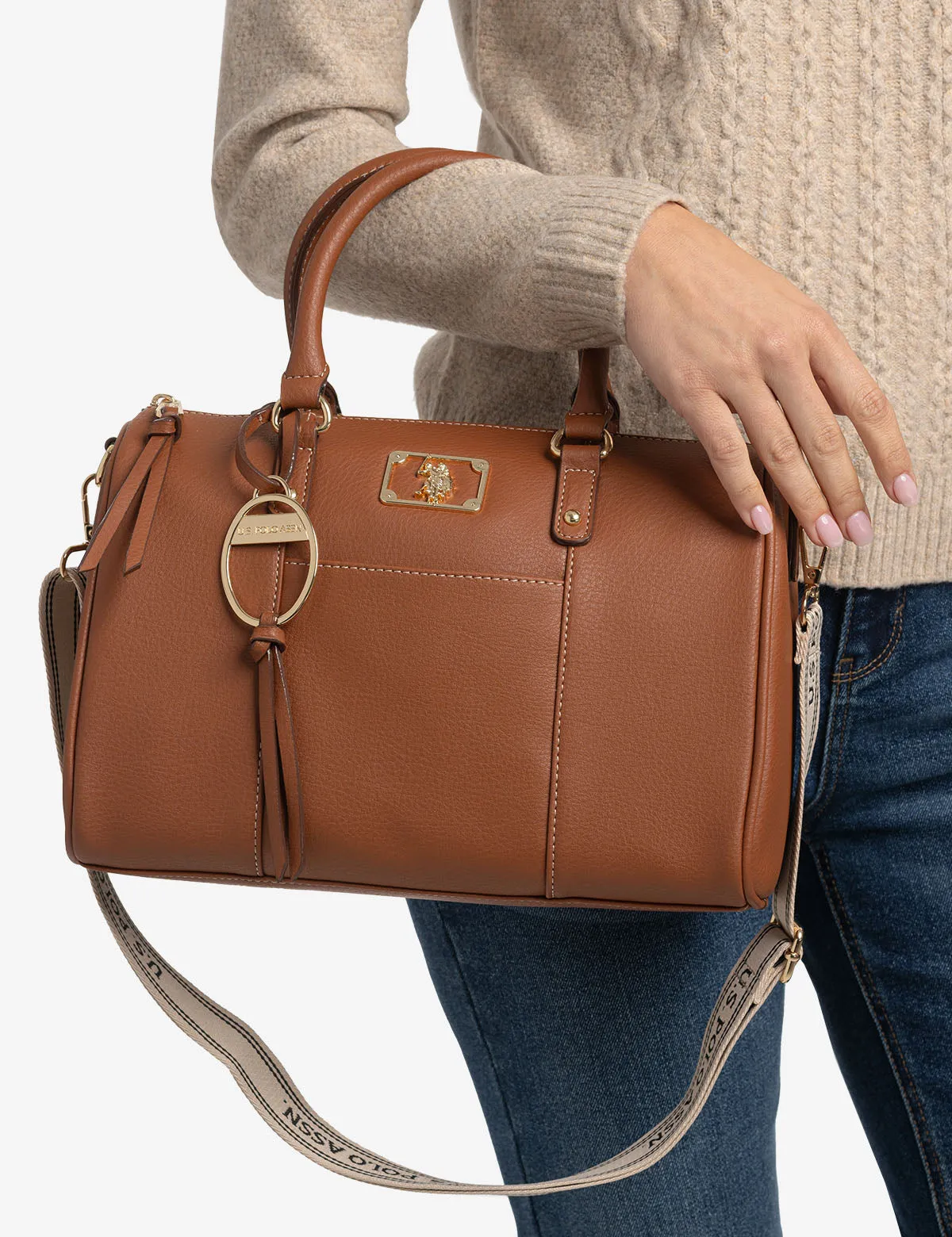 SOLID SWIFTY SATCHEL BAG WITH CROSSBODY STRAP