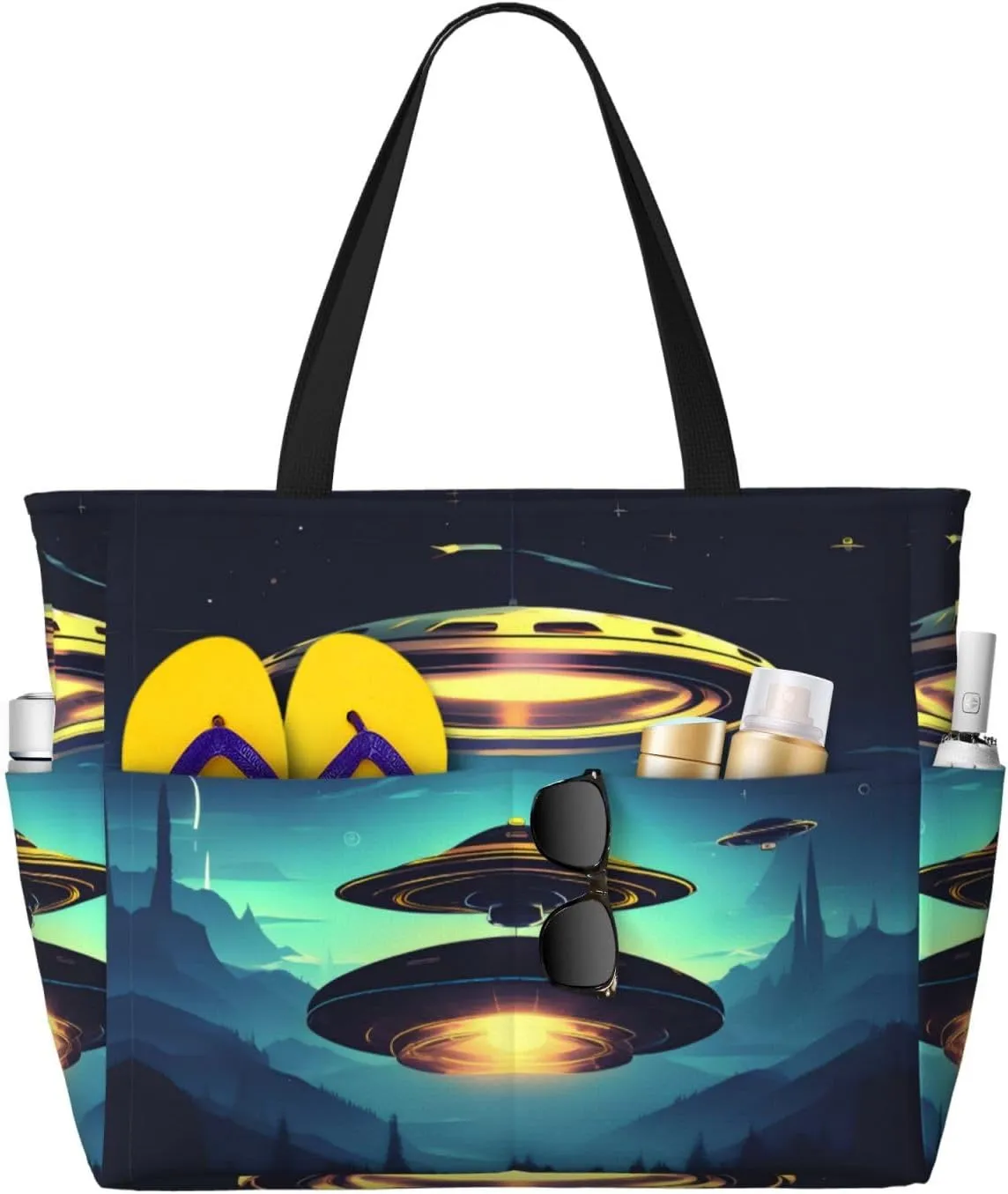 Spacecraft descend It is a large-capacity beach travel bag made of 100% polyester and has 7 pockets that can hold a lot of items.