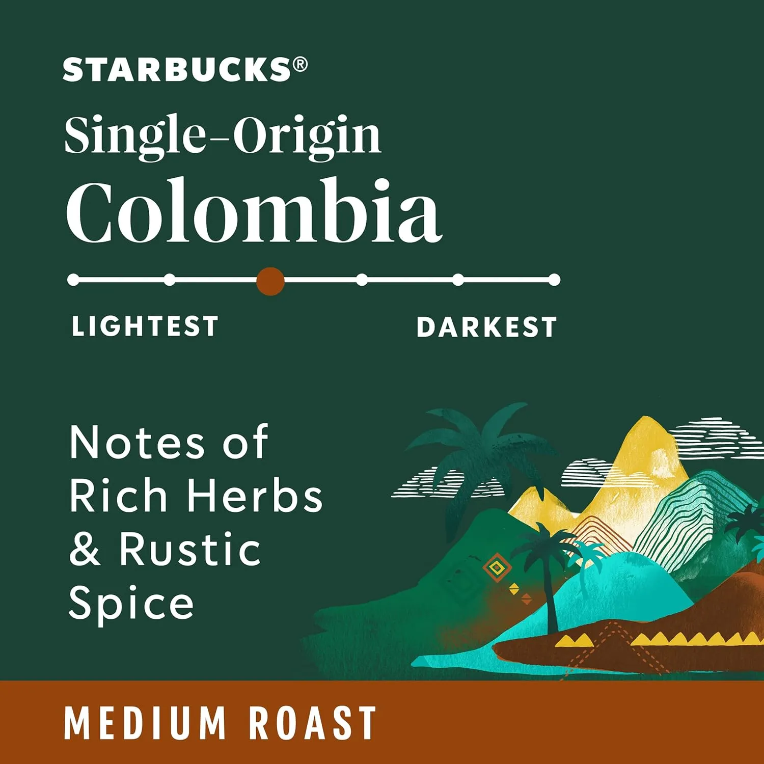 Starbucks Ground Coffee, Medium Roast Coffee, Colombia, 100% Arabica, 6 bags (12 oz each)