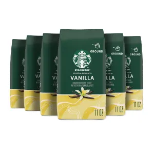 Starbucks Ground Coffee, Vanilla Flavored Coffee, Naturally Flavored, 100% Arabica, 6 bags (11 oz each)