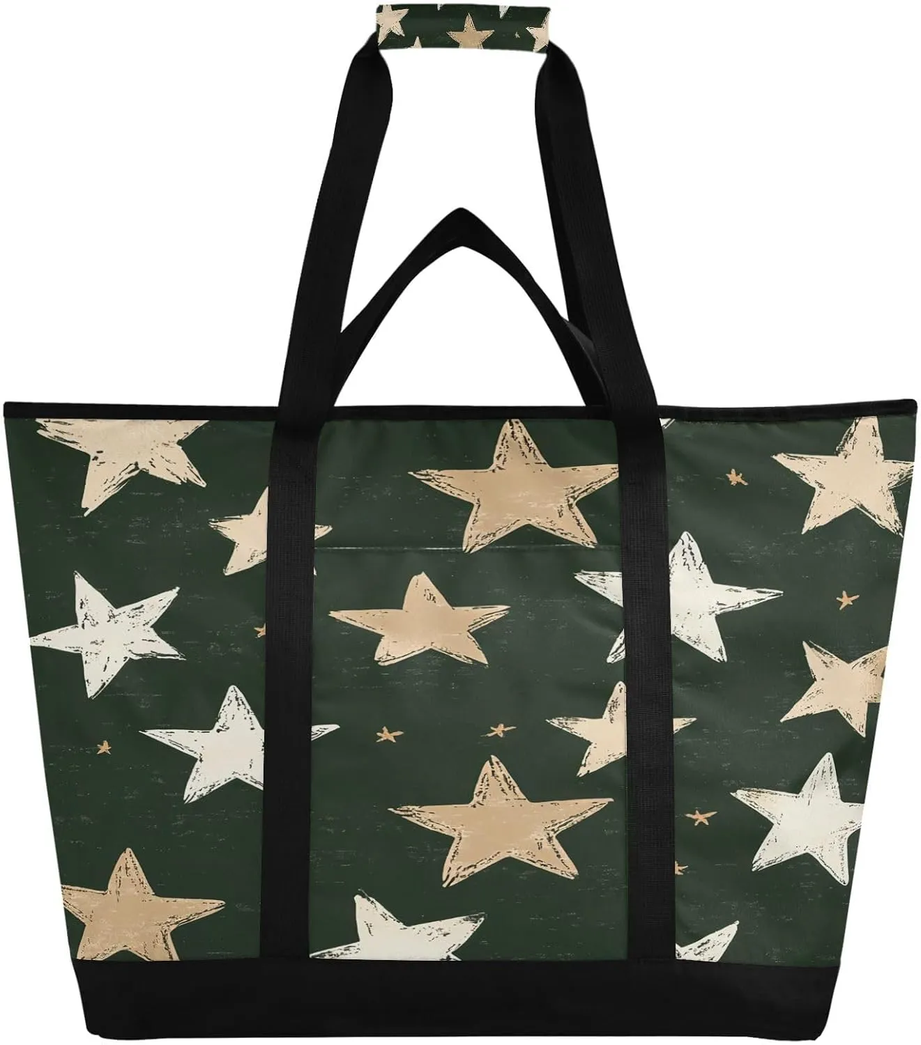 Stars Colorful Reusable Insulated Lunchbox Cooler Bag, Leakproof Kitchen Grocery Bag Collapsible Portable Cooler Tote Bag for Picnic, Camping, Office, Travel