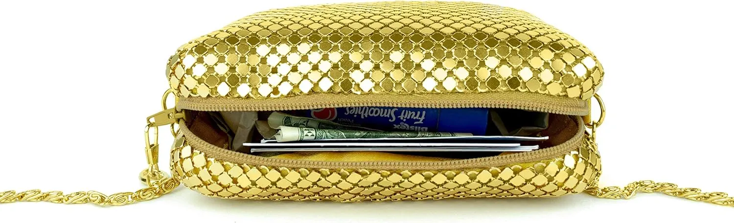Stephanie Imports Luxuriant Soft Metallic Mesh Women's Shoulder Evening Purse