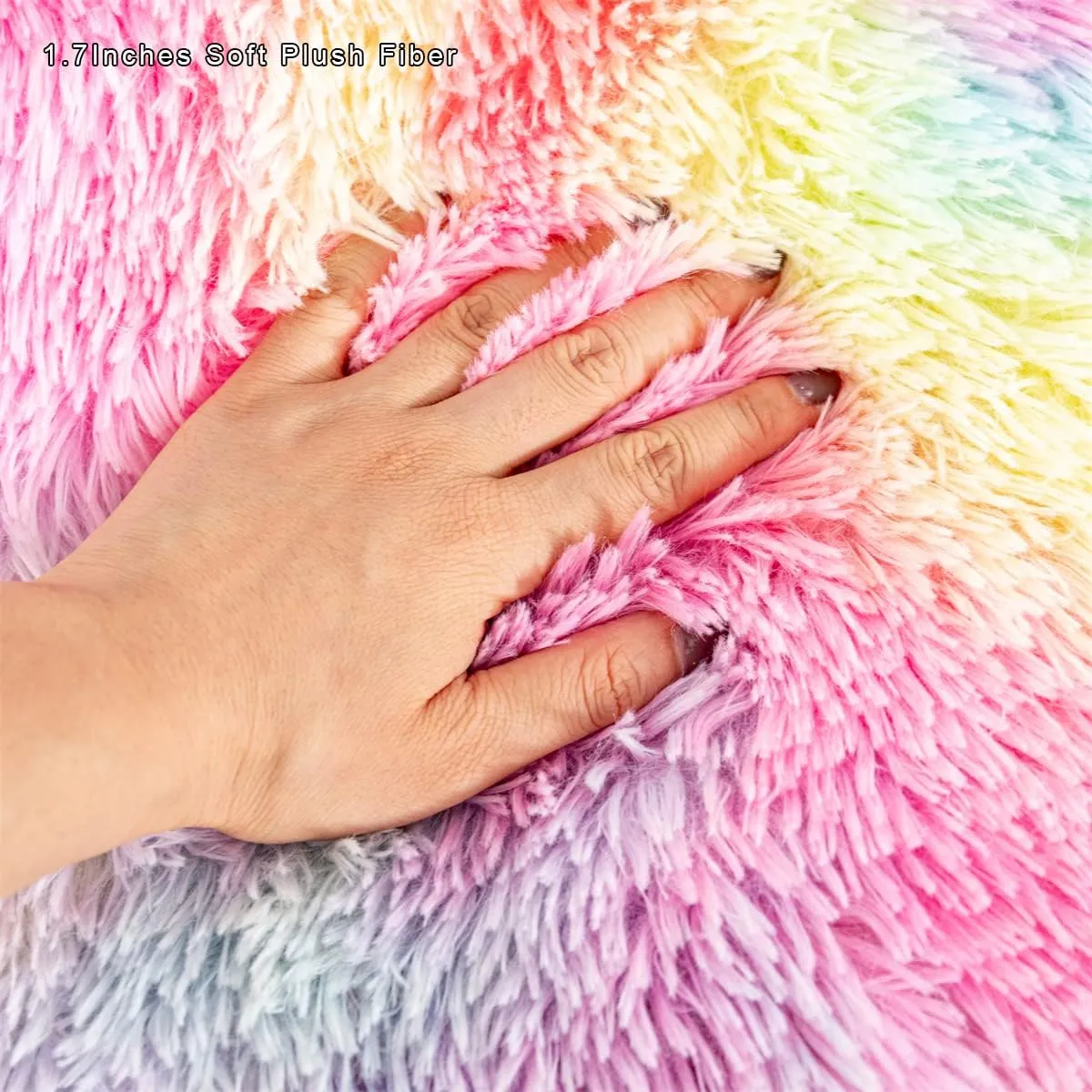 Storage Bean Bag Chairs Cover NO Filler Bean Bag Cover Living Room Furniture 31x20 Inch Soft Washable Plush Fiber Adult Bean Bag Bed Fuzzy Love Sack Beanbag Cover NO Filling Rainbow