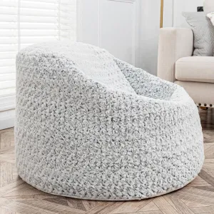 Storage Bean Bag Chairs Cover No Filler Soft Washable Plush Fiber Adult Beanbag Chair Living Room Furniture Fuzzy Fur Bean Bag Cover Without Filling Gradual Grey White Bean Bag Cover
