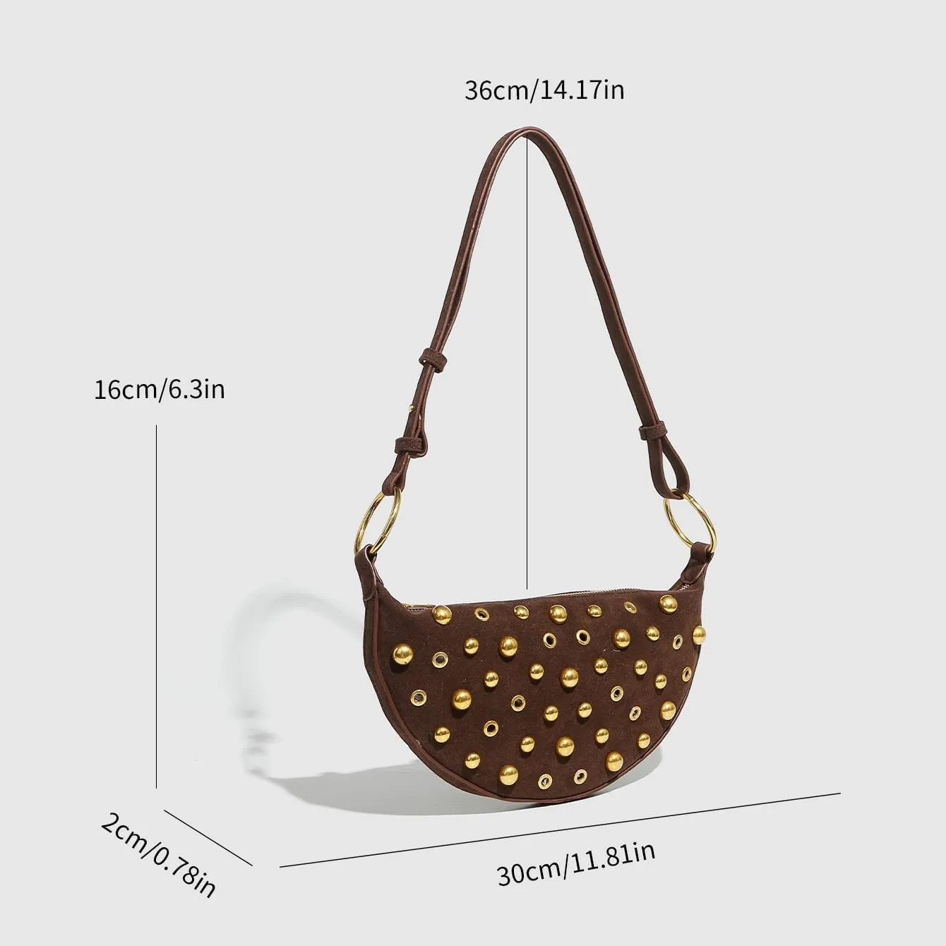 Studded Shoulder Bags for Women Y2K Punk Small Hobo Bags Cute Purse Womens PU Leather Goth Purse