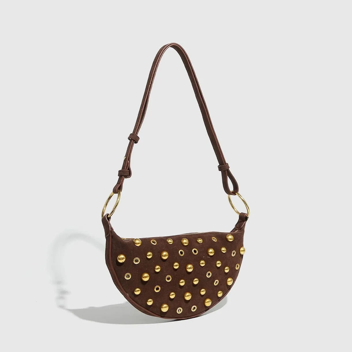 Studded Shoulder Bags for Women Y2K Punk Small Hobo Bags Cute Purse Womens PU Leather Goth Purse