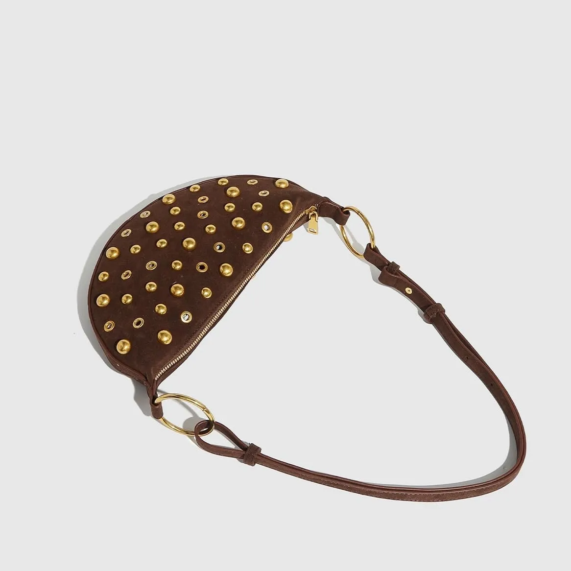 Studded Shoulder Bags for Women Y2K Punk Small Hobo Bags Cute Purse Womens PU Leather Goth Purse