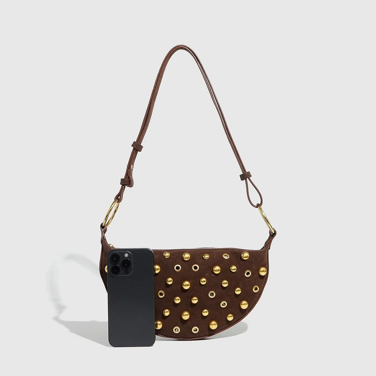 Studded Shoulder Bags for Women Y2K Punk Small Hobo Bags Cute Purse Womens PU Leather Goth Purse