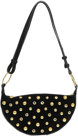 Stylish Punk Dot Handbag by Liuding - Metallic Edgy Shoulder Purse for Women. Trendy & Durable