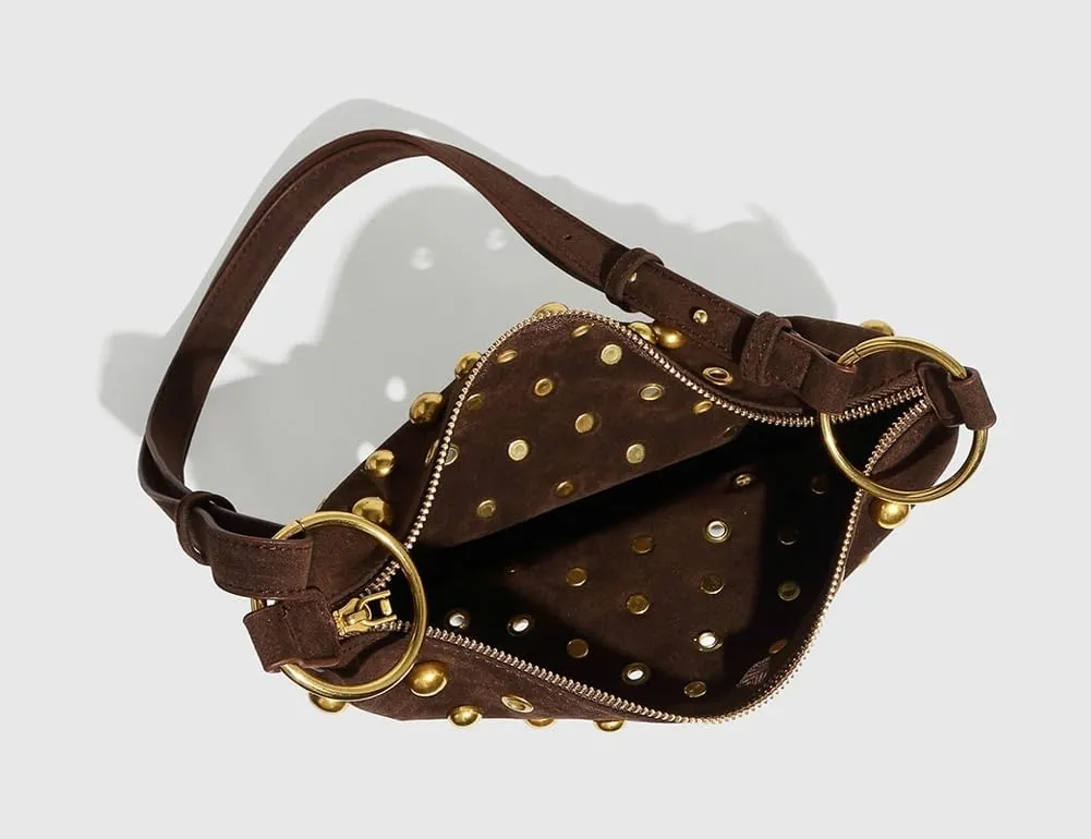 Stylish Punk Dot Handbag by Liuding - Metallic Edgy Shoulder Purse for Women. Trendy & Durable