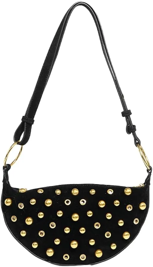 Stylish Punk Dot Handbag by Liuding - Metallic Edgy Shoulder Purse for Women. Trendy & Durable