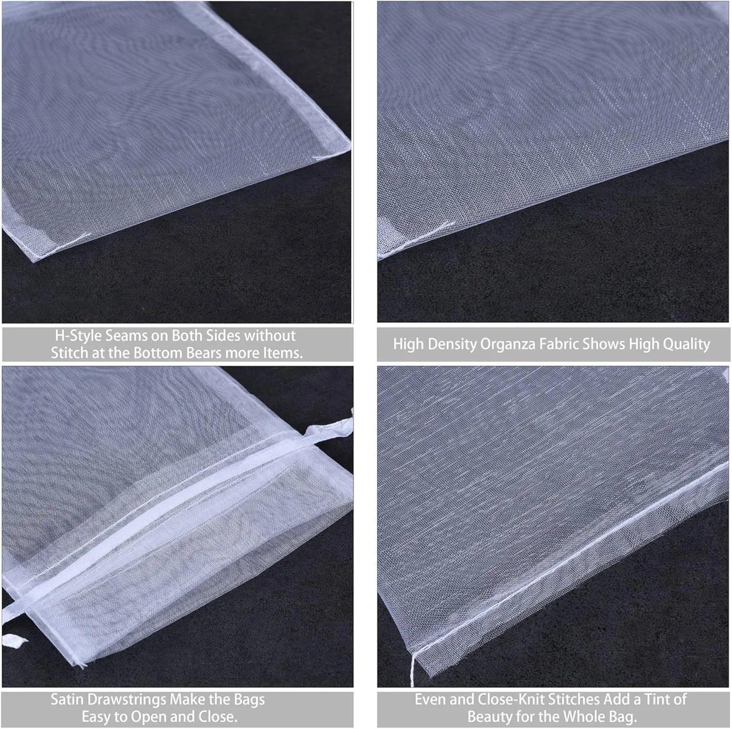 SumDirect White Sheer Organza Bags - 100Pcs 4x6 inches Organza Gift Bags with Drawstring, Perfect for Wedding, Party Favors