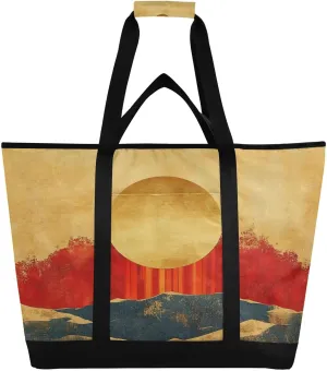 Sun Mountain Reusable Insulated Lunchbox Cooler Bag, Leakproof Kitchen Grocery Bag Collapsible Portable Cooler Tote Bag for Picnic, Camping, Office, Travel