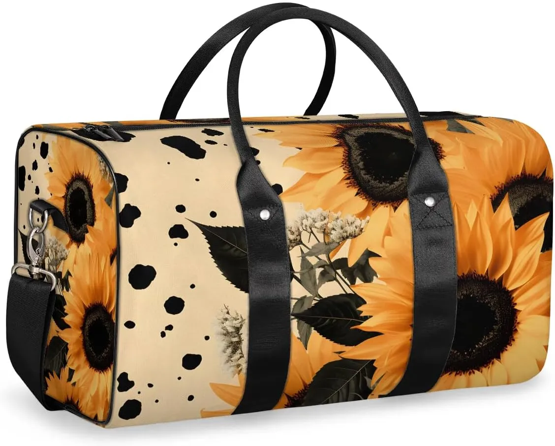 Sunflower Printed Travel Duffel Bag for Women Men Waterproof Foldable Overnight Weekender Bag Large Capacity Sports Gym Bag