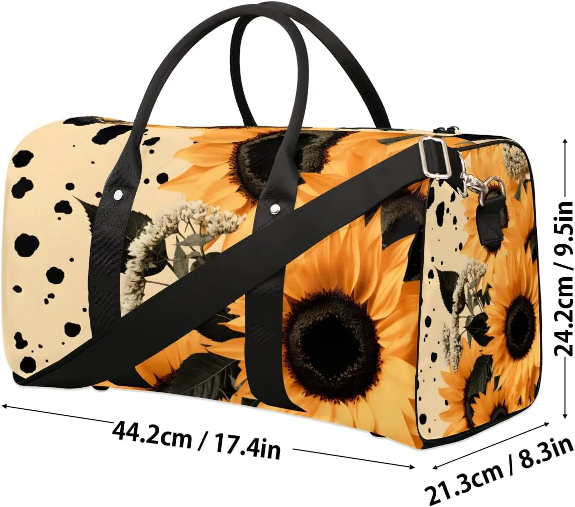 Sunflower Printed Travel Duffel Bag for Women Men Waterproof Foldable Overnight Weekender Bag Large Capacity Sports Gym Bag