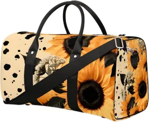 Sunflower Printed Travel Duffel Bag for Women Men Waterproof Foldable Overnight Weekender Bag Large Capacity Sports Gym Bag
