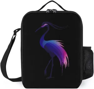 Sunrise Red Crowned Crane Insulated Lunch Bag Reusable Lunch Box Tote Bag Container with Adjustable Shoulder Strap