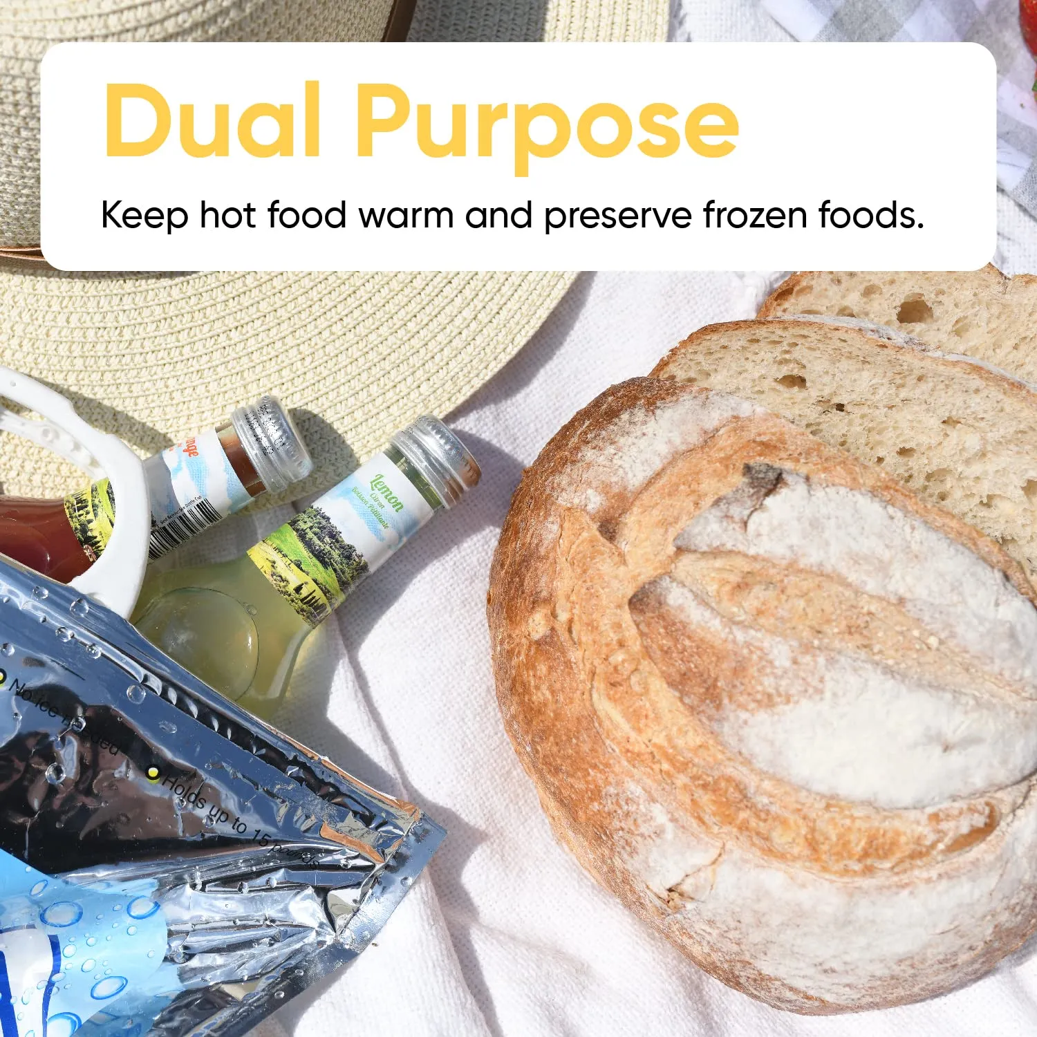Superio Hot and Cold Insulated Bags for Food Delivery, Grocery Shopping Bags, Food Storage for Hot and Frozen Food for Travel, Disposable Cooler Bag, Reinforced Thermal Lunch Bag (3, 12"x13.5")