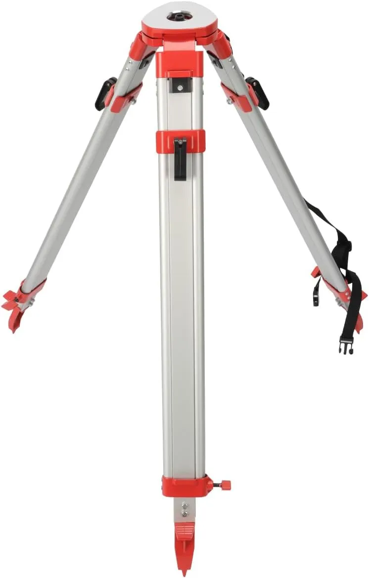 Surveying Tripod, Aluminum Survey Tripod with 5/8-Inch 11-Threaded Flat Head Quick Clamp for Auto Level