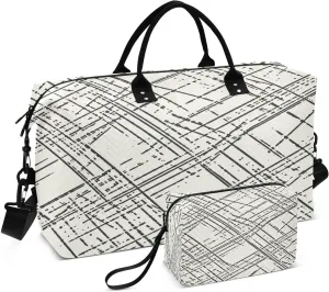 susiyo Abstract Monochrome Expandable Travel Duffle Bag, Large Weekender Overnight Bags and Adjustable Strap, Carry On Shoulder Tote Bag, Gym Duffel Bag with Toiletry Bags for Hospital