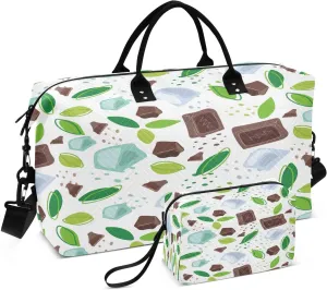 susiyo Chocolate Chips Ice Expandable Travel Duffle Bag, Large Weekender Overnight Bags and Adjustable Strap, Carry On Shoulder Tote Bag, Gym Duffel Bag with Toiletry Bags for Hospital