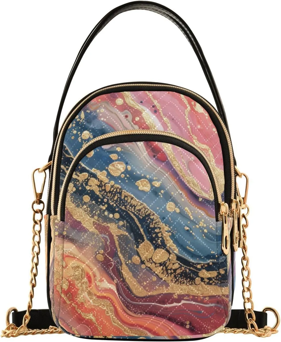 susiyo Multicolored Swirl Crossbody Purse for Women, Quilted Crossbody Bag Ladies Casual Bags Shoulder Bag Phone Purse Handbag Wallet